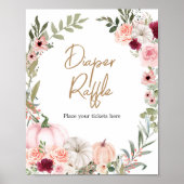 秋の花かぼちゃ赤ちゃんシャワーおむつラッフル ポスター (正面)