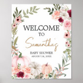 秋の花かぼちゃ赤ちゃんシャワーへようこそ ポスター (正面)