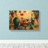 秋の花が咲く果実とワイン キャンバスプリント (インサイチュ (ウッドフロア))