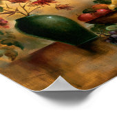 秋の花が咲く果実とワイン ポスター (角)