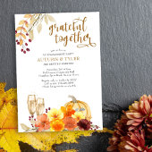 秋の花が感謝の一緒に婚約パーティ 招待状