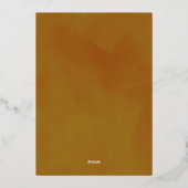 秋の花が感謝の一緒に婚約パーティ 箔招待状 (裏面)