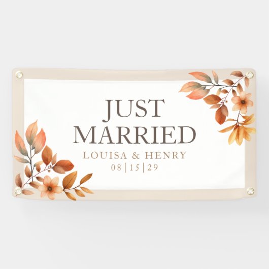 秋の花たった今結婚しましたカーバナー 横断幕 (横)