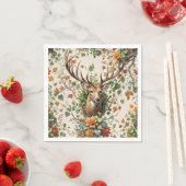 秋の花で鹿を振る スタンダードカクテルナプキン (インサイチュ)