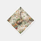 秋の花で鹿を振る スタンダードカクテルナプキン (角)