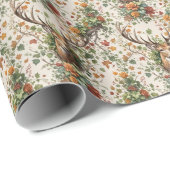 秋の花で鹿を振る ラッピングペーパー (ロールコーナー)