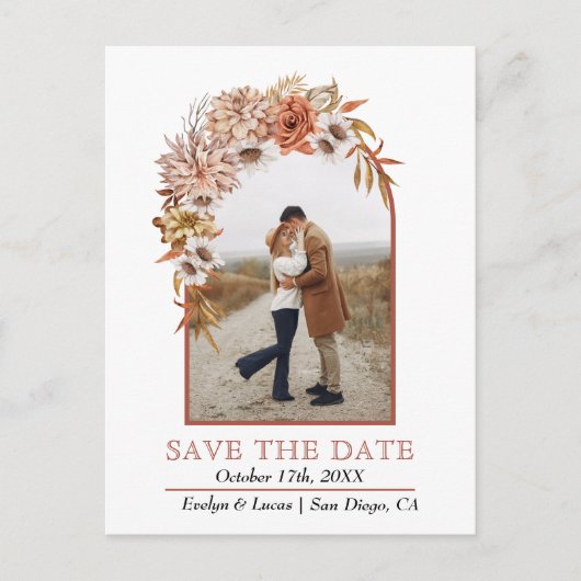 秋の花とアーチ写真秋の結婚式 ポストカード (正面)