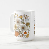 秋の花とカボチャのワイルドフラワーデコレーション コーヒーマグカップ (正面左)
