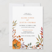 秋の花とカボチャの結婚式招待状 案内状 (正面)