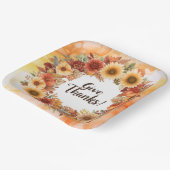 秋の花とカボチャの Thanksgiving テーマ ペーパープレート (傾斜あり)