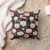 秋の花とカボチャデザイン クッション (ブランケット)