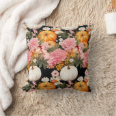 秋の花とカボチャデザイン クッション (ブランケット)