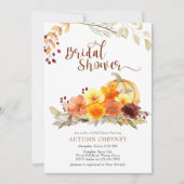 秋の花とカボチャブライダルシャワー 招待状 (正面)