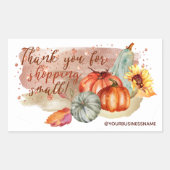 秋の花とカボチャ長方形ステッカー 長方形シール (正面)