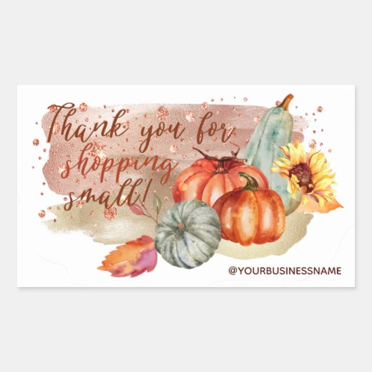 秋の花とカボチャ長方形ステッカー 長方形シール (正面)