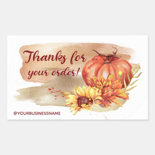 秋の花とカボチャ長方形ステッカー 長方形シール (正面)