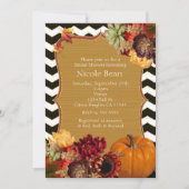 秋の花とカボチャ ブラックゴールドの招待状 招待状 (正面)