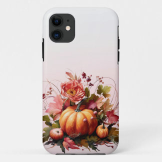秋の花とカボチャiPhoneケース iPhone 11 ケース