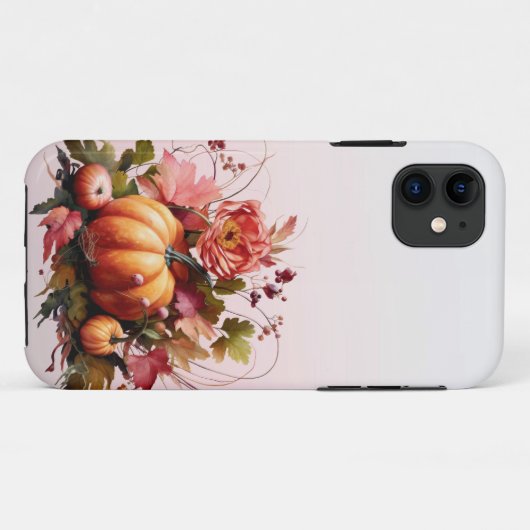 秋の花とカボチャiPhoneケース Case-Mate iPhoneケース (裏面(横))
