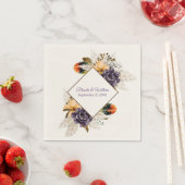 秋の花とパンパスグラス結婚ズ スタンダードカクテルナプキン (インサイチュ)