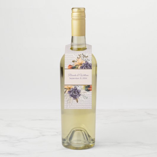 秋の花とパンパスグラス結婚ズ ボトルネックタグ (ボトル)