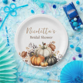 秋の花とパンプキンの水彩 秋 ペーパープレート (パーティー)