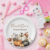 秋の花とパンプキンの水彩 秋 ペーパープレート (パーティー)