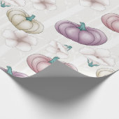 秋の花とピンクパープル&クリームカボチャ ラッピングペーパー (角)