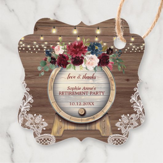 秋の花とワインバレーの牧場での退職パーティー フェイバータグ (裏面)