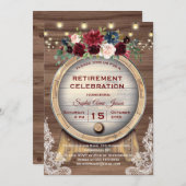 秋の花とワインバレーの牧場での退職パーティー 招待状 (正面/裏面)