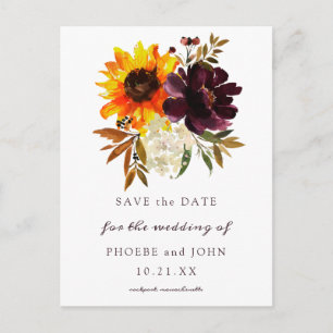 秋の花と写真でSave the Date ポストカード