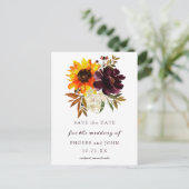 秋の花と写真の保存日付 ポストカード (スタンド正面)