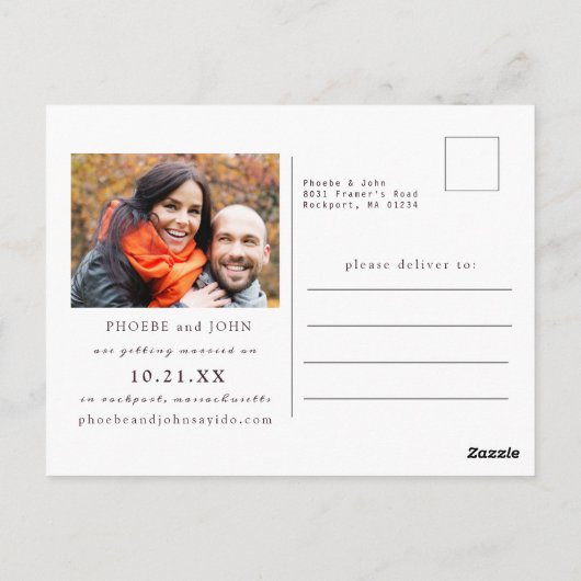 秋の花と写真の保存日付 ポストカード (裏面)