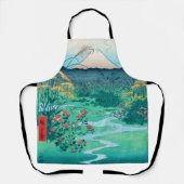 秋の花と富士山、広重、浮世絵 エプロン (正面)