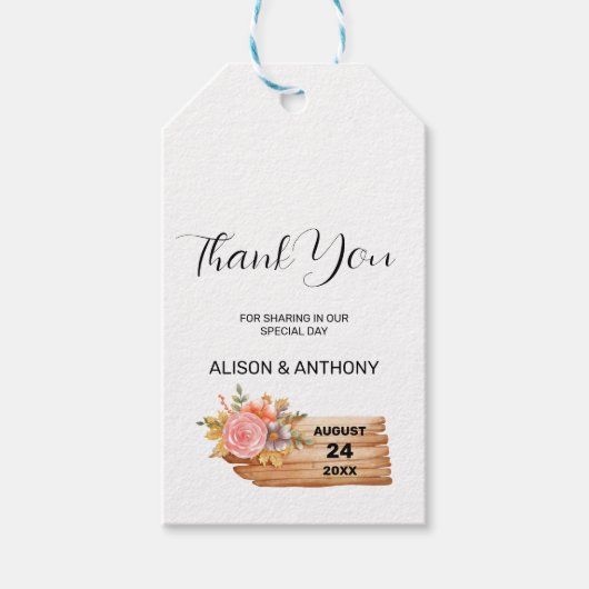 秋の花と木のサイン ギフトタグ (正面)