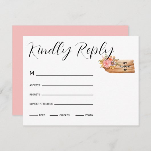 秋の花と木のサイン 出欠カード (正面/裏面)