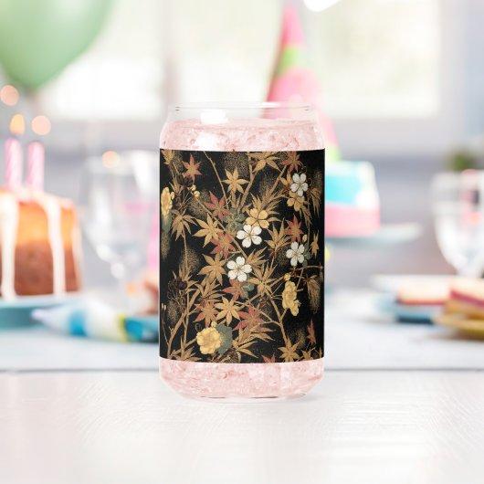 秋の花と木1884飾日本のりアート ガラス缶 (インサイチュ (バースデー))