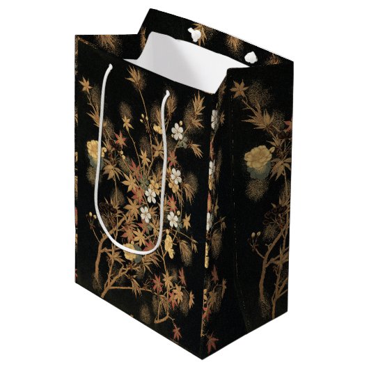 秋の花と木1884飾日本のりアート ミディアムペーパーバッグ (正面アングル)