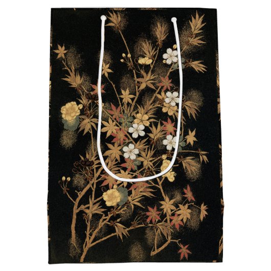 秋の花と木1884飾日本のりアート ミディアムペーパーバッグ (裏面)