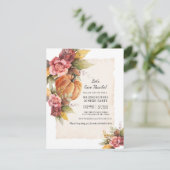 秋の花と落ち葉のクラシックな感謝祭の友人たち 招待状 (スタンド正面)