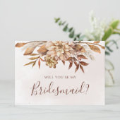 秋の花と葉っぱのブライダルテーマ Will You Be My Bridesmaid 招待状 (スタンド正面)