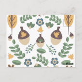 秋の花と葉とどんぐりの感謝 ポストカード (裏面)