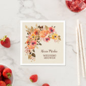 秋の花と葉のスワッグ スタンダードカクテルナプキン (インサイチュ)