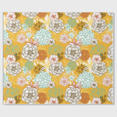 秋の花と葉の包装紙 ラッピングペーパー (フラット)