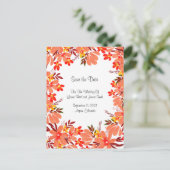 秋の花と葉の日付を保存 ポストカード (スタンド正面)