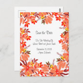 秋の花と葉の日付を保存 ポストカード (正面/裏面)