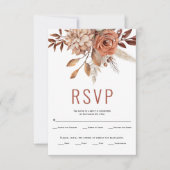 秋の花と葉テラコッタ秋の結婚式 出欠カード (正面)
