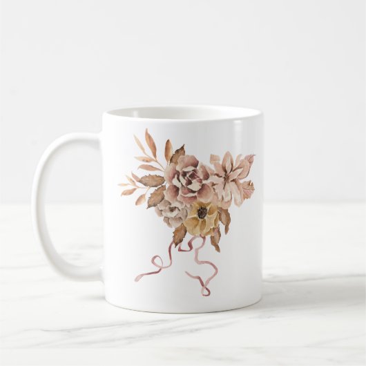 秋の花と葉 コーヒーマグカップ (左)