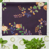 秋の花と葉、日本のデザイン キッチンタオル (折り畳み)