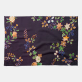 秋の花と葉、日本のデザイン キッチンタオル (横)